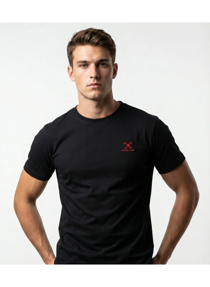 لعب البولو تيشيرت برسومات للأولاد - أسود